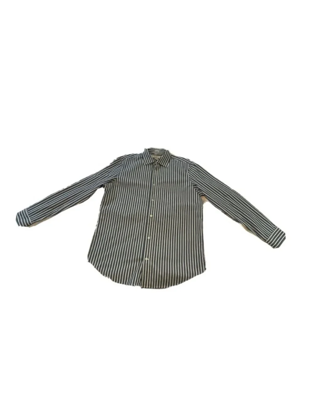 Banana Republic Classic Fit Button Down Shirt Medium Blue Strip Crisp Cotton